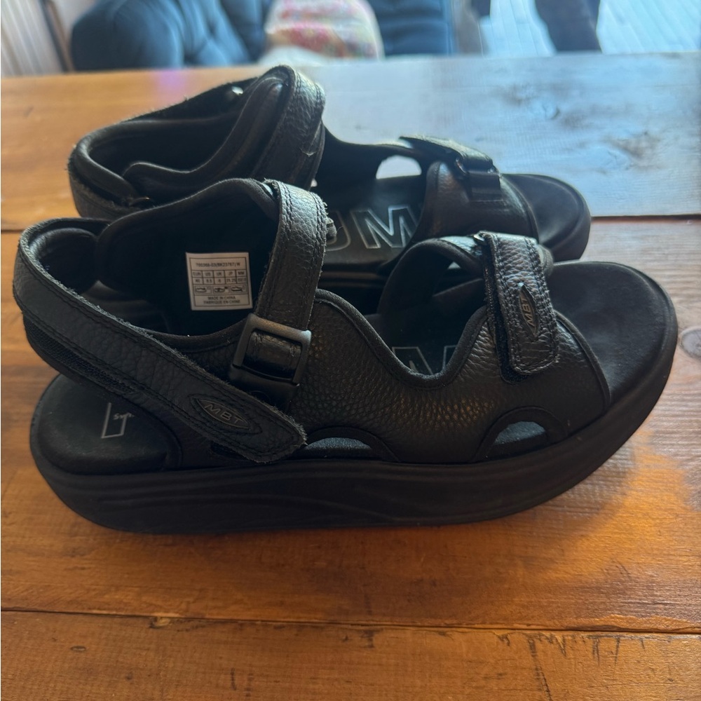MBT Kisumu Black Sandals Adjustable Velcro Straps size 40 us 10